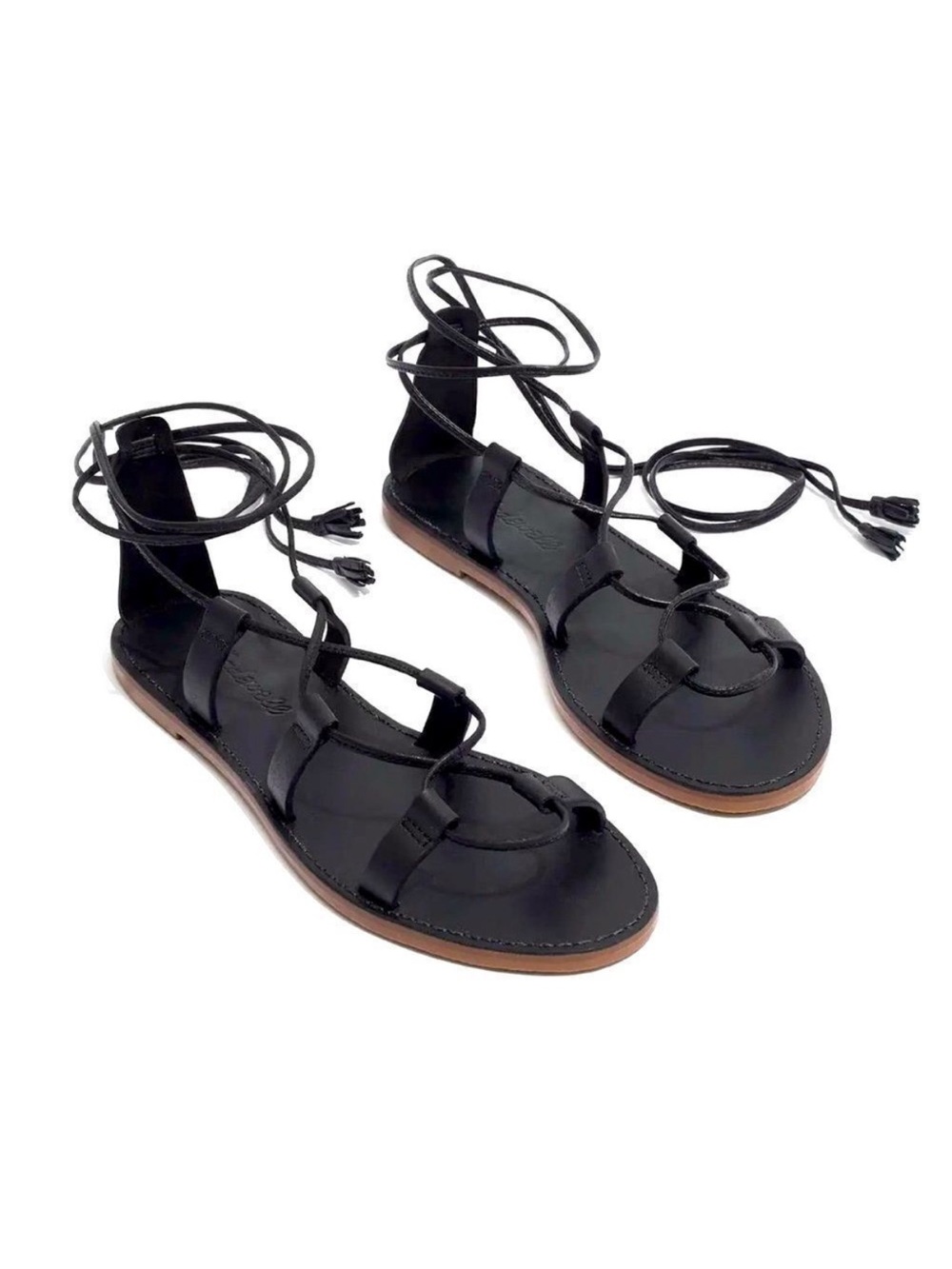 Madewell Black Lace-Up Women’s Gladiator Sandals